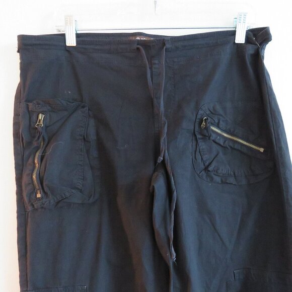 XCVI Black Straight Leg Cotton Cargo Pants Pockets Grunge Goth Alt - Picture 4 of 16